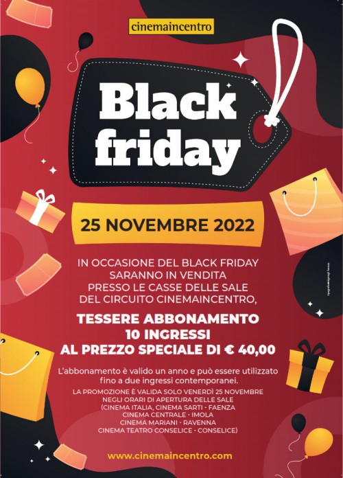Black Friday 25 novembre - Apertura sale ore 19.00